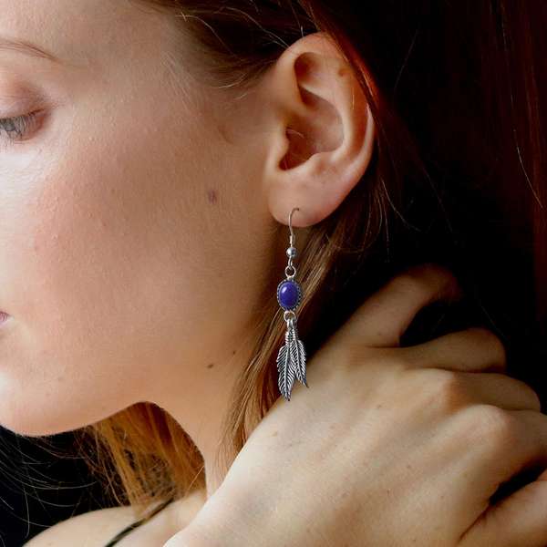 天然石ラピスラズリ ストーンピアス