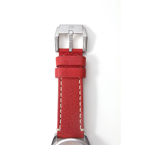 ターコイズ クオーツ式腕時計 レザーベルト レッドカラー