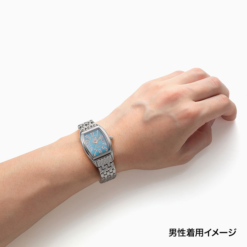 ターコイズ クオーツ式腕時計 レザーベルト レッドカラー