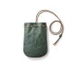 巾着ショルダーバッグ グリーン オイルドシュリンクレザー