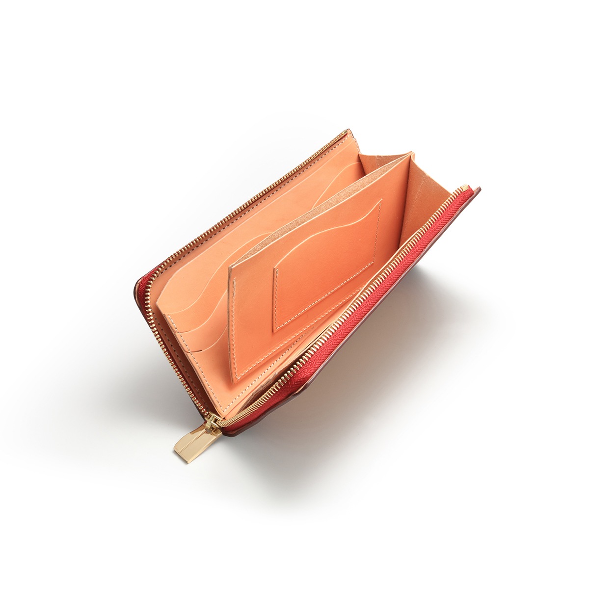 L字ファスナー ロングウォレット/バーガンディ/カーリーメイプル/サドルレザー