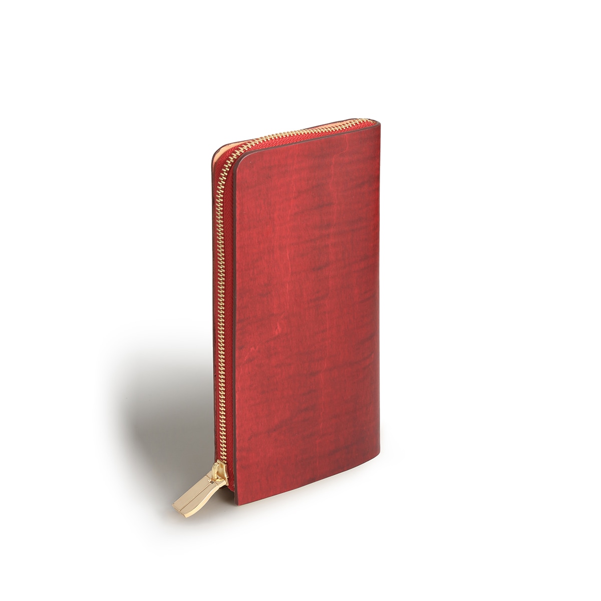 L字ファスナー ロングウォレット/バーガンディ/カーリーメイプル/サドルレザー