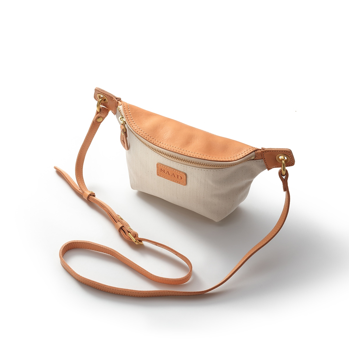 2WAYショルダーバッグ/ホワイト/キャンバス/サドルレザー