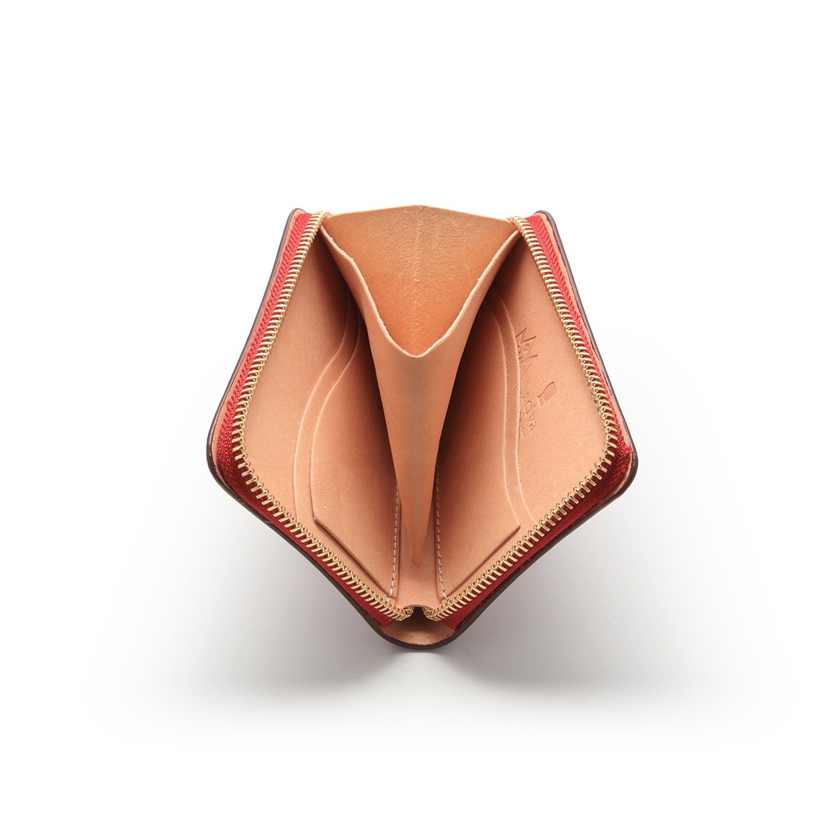 ラウンドファスナー ショートウォレット/バーガンディ/カーリーメイプル/サドルレザー