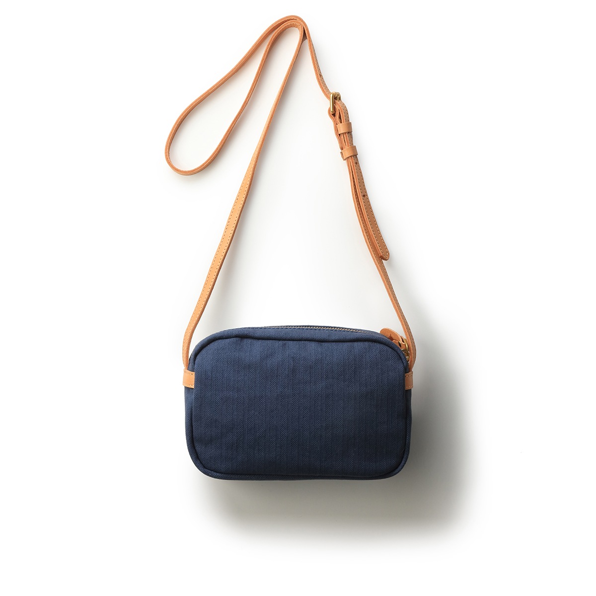 ショルダーバッグ/ネイビー/キャンバス/サドルレザー