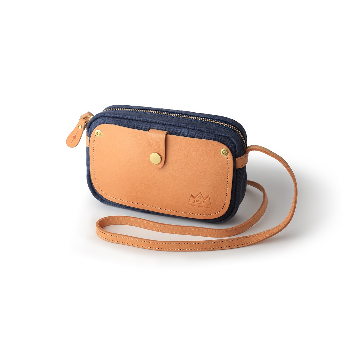 ショルダーバッグ/ネイビー/キャンバス/サドルレザー