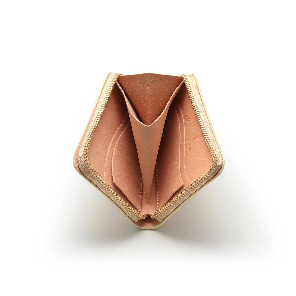 ラウンドファスナー ショートウォレット/ナチュラル/カーリーメイプル/サドルレザー