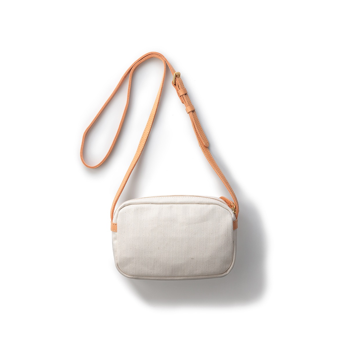 ショルダーバッグ/ホワイト/キャンバス/サドルレザー