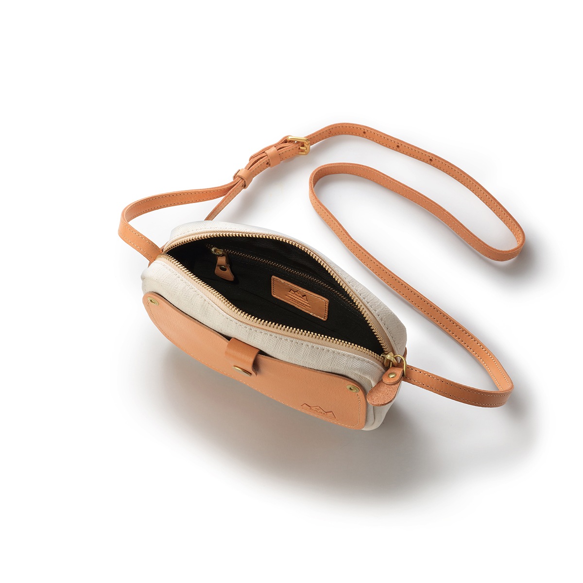 ショルダーバッグ/ホワイト/キャンバス/サドルレザー