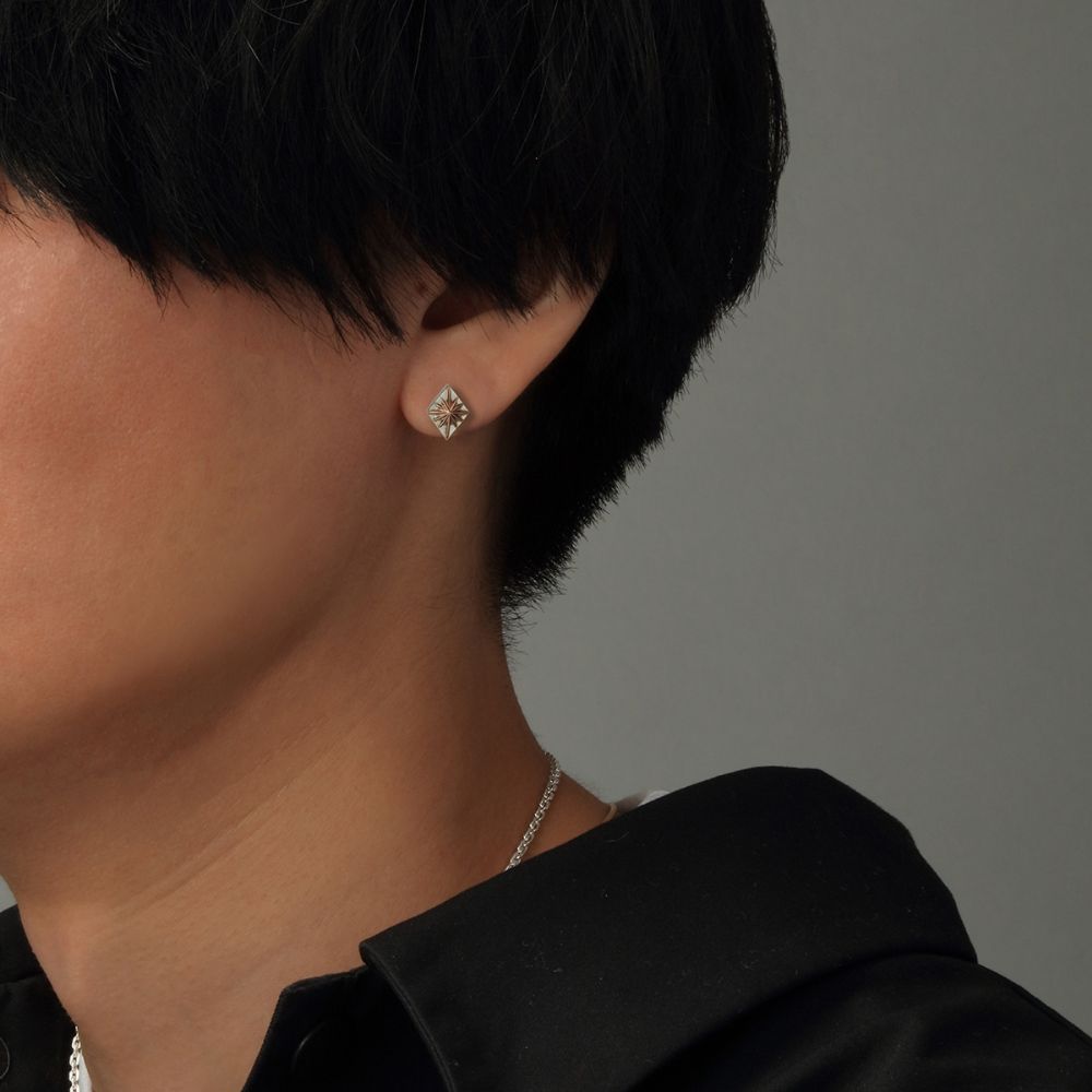 サンシンボル シルバー925 K24(24金)ゴールドプレートピアス【片耳】