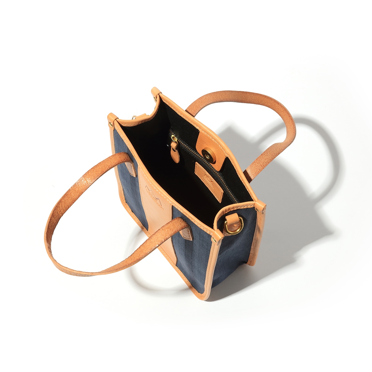 2WAYショルダーバッグ/ネイビー/キャンバス/サドルレザー