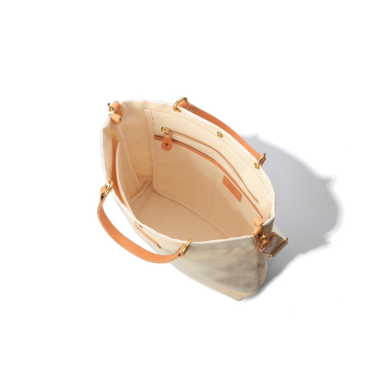 2WAYショルダーバッグ/ホワイト/キャンバス/サドルレザー