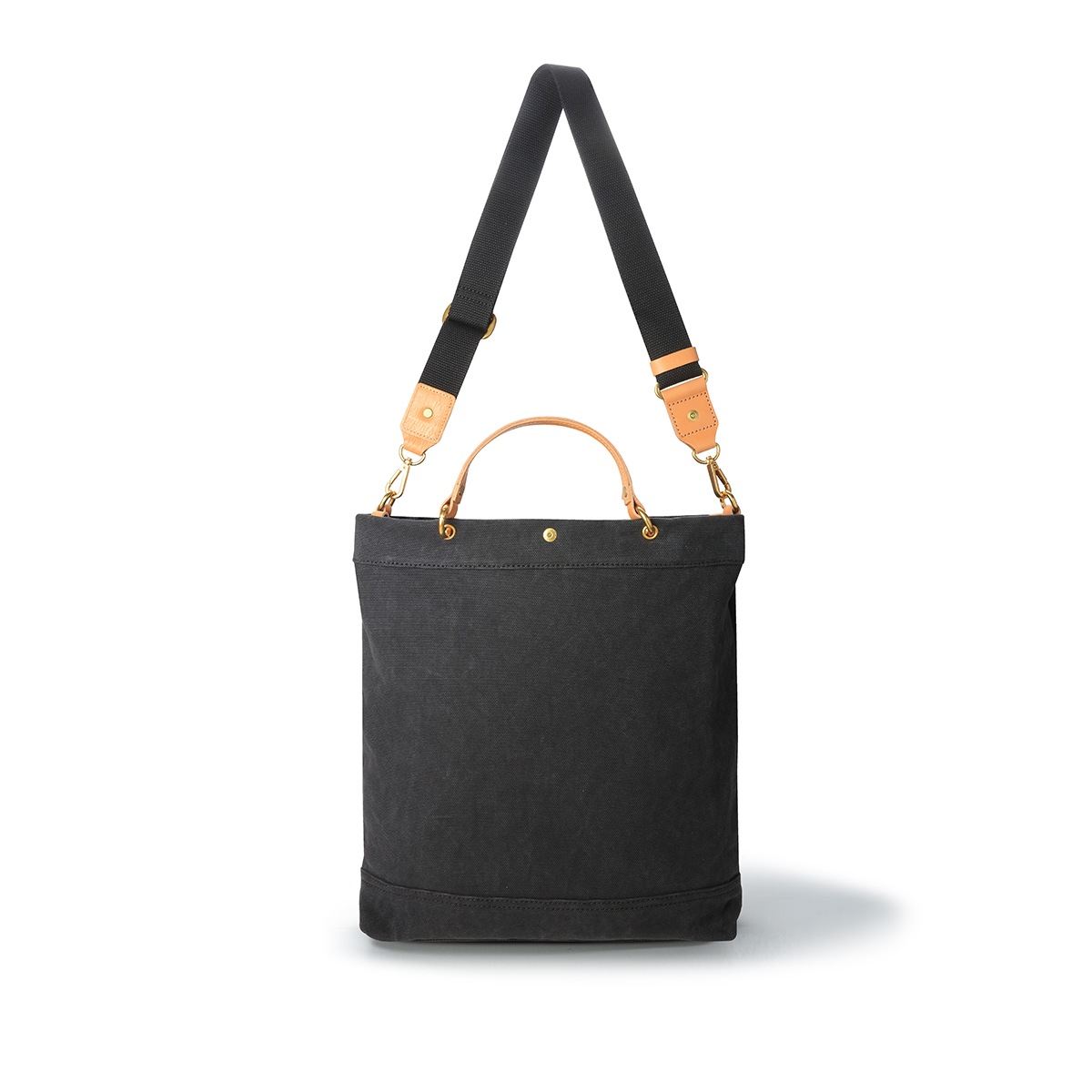 2WAYショルダーバッグ/ブラック/キャンバス/サドルレザー