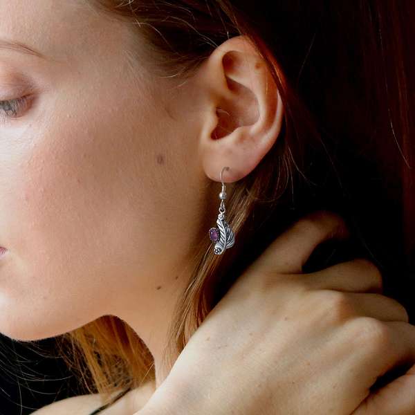 天然石アメジスト ストーンピアス