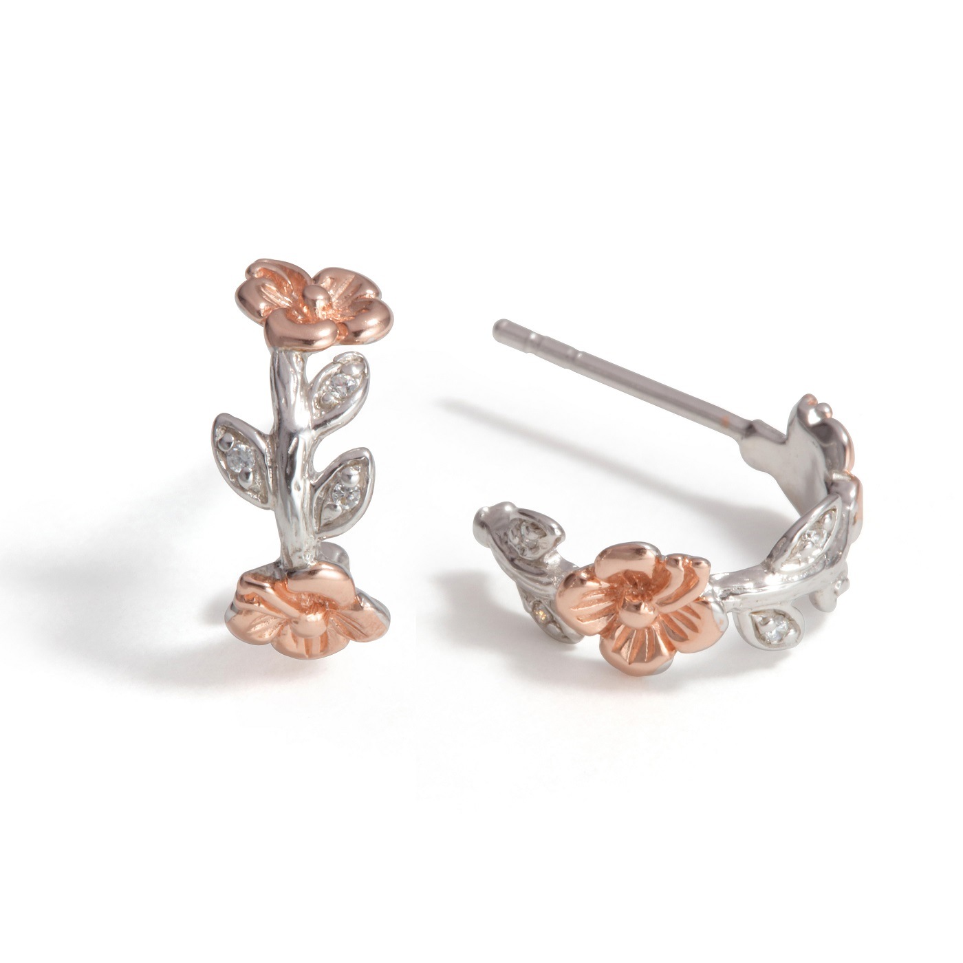 Sana フラワーモチーフ ピアス レディースアクセサリー ピンクゴールドプレーティング シルバー925 K10(10金)