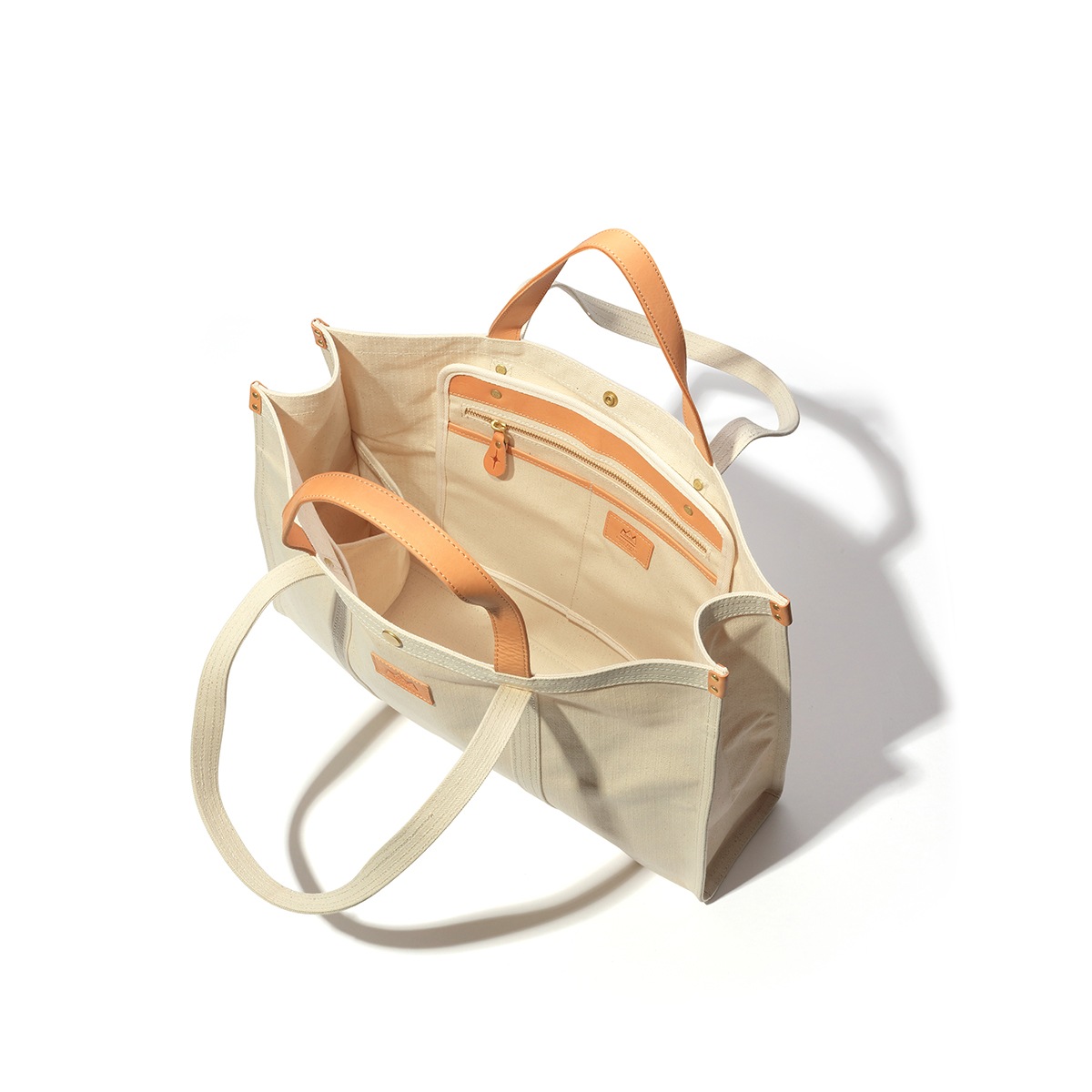 2WAYショルダーバッグ/ホワイト/キャンバス/サドルレザー