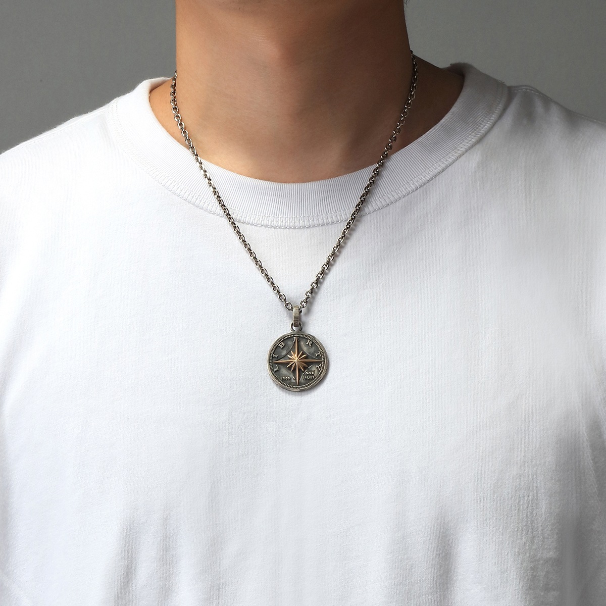 50セント硬貨モチーフ シルバー925ペンダントトップ