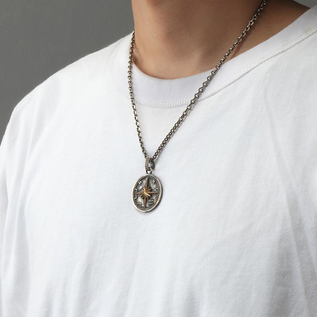 50セント硬貨モチーフ シルバー925ペンダントトップ