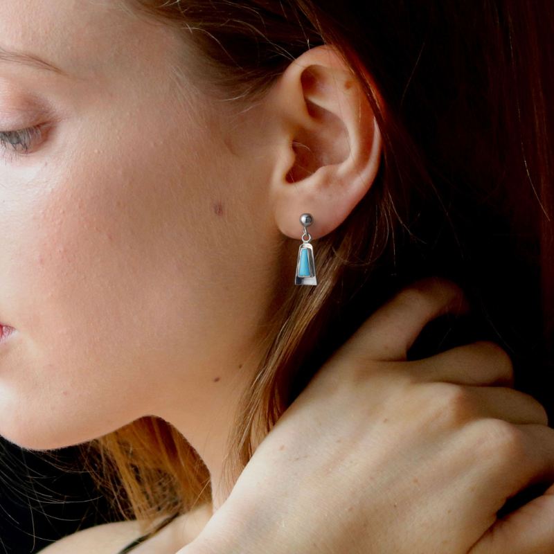 天然石ターコイズ ストーンピアス【片耳】
