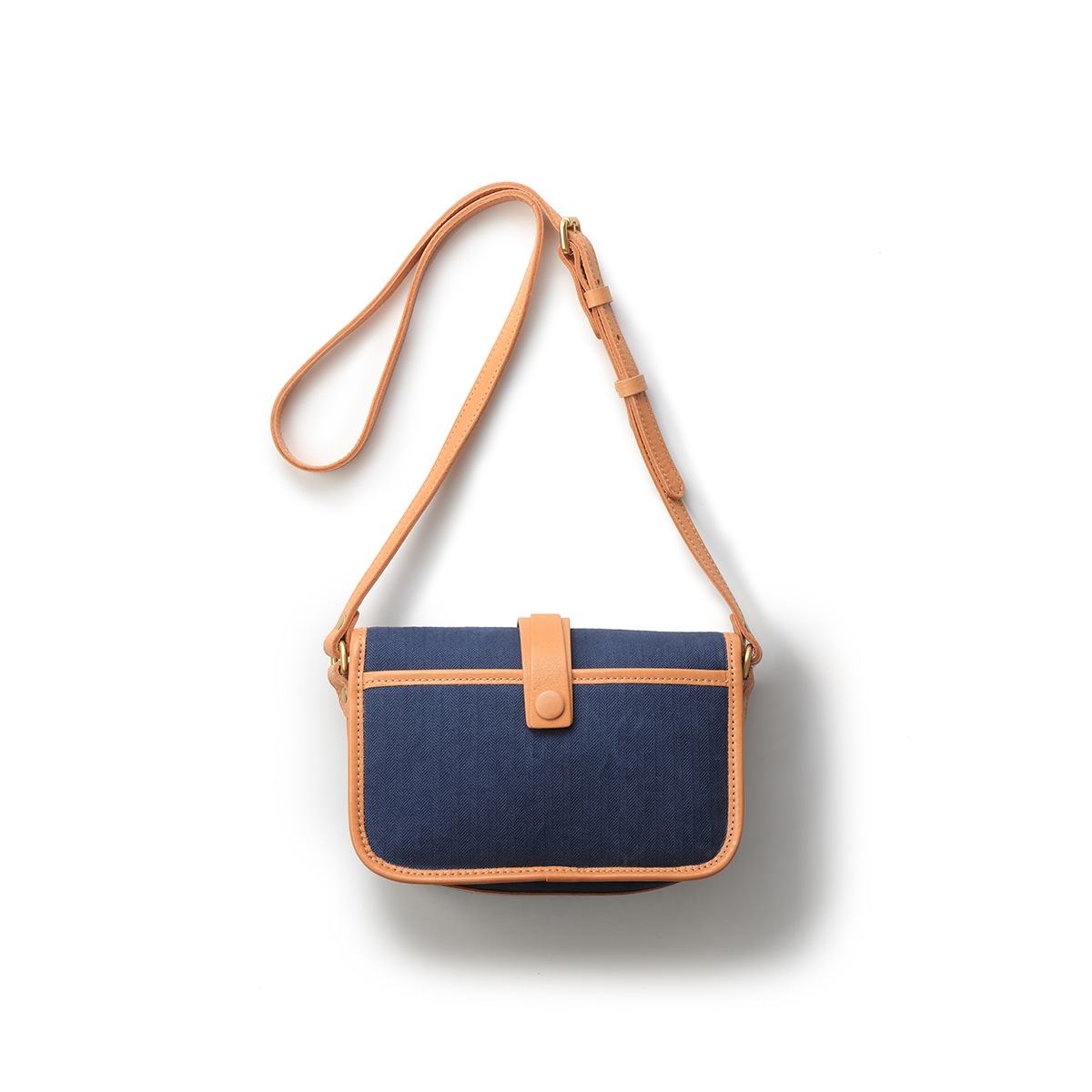 ショルダーバッグ/ネイビー/キャンバス/サドルレザー