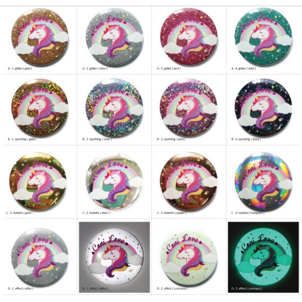 きらきら☆缶バッジ・缶ミラー（白印刷） 75mm | バッジ