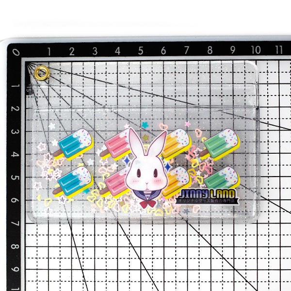 PVCパスケース（横型） オーロラ・ラメ生地（グリッター、ボール