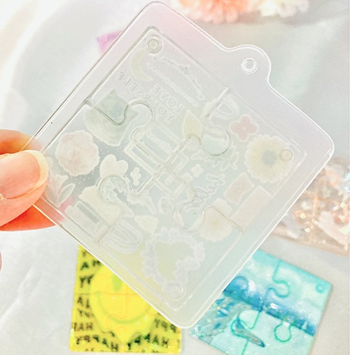 jellyパズルチャーム（ラメ生地、カバー&ボールチェーン付き