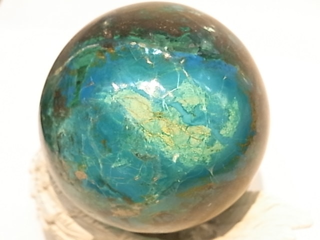 【美品】ペルー産クリソコラ丸玉 高品質]ペルー産クリソコラ丸玉/スフィア（球体直径約41mm） - 埼玉県