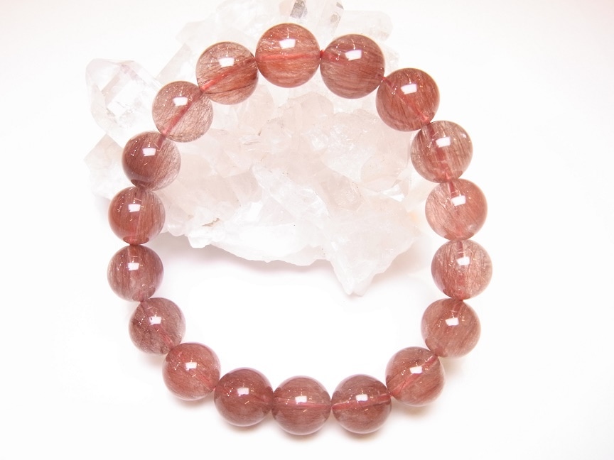 BA00059F 【希少石】レッドルチルクォーツ 12㎜玉ブレスレット