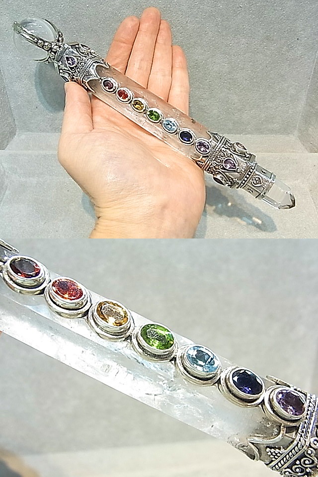 HM0043 レムリアン水晶(GEO) チャクラストーン ワンド-鎌倉聖石 SacredStones