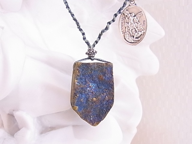 Bu0049f 大天使ミカエルのメダイ チャルコパイライト ネックレス すべての商品 鎌倉聖石 Sacredstones