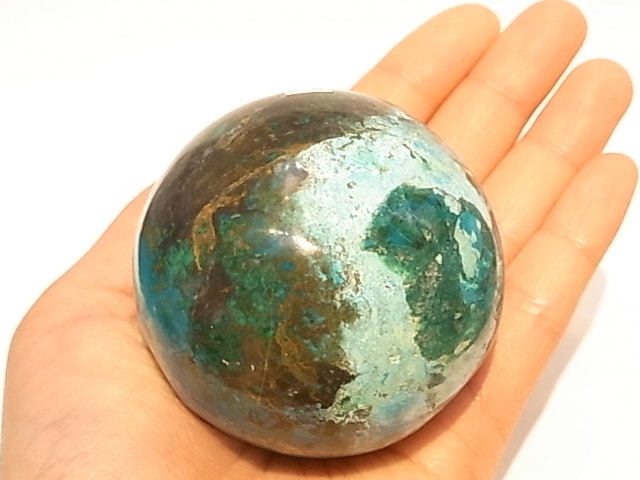 MK0007F クリソコラ 丸玉 (ペルー産) | ヒーリングアイテム,丸玉