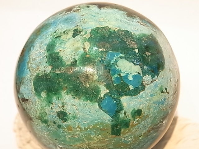【美品】ペルー産クリソコラ丸玉 ペルー産 クリソコラ丸珠『グリーンプラネット』8cm以上 台座付 | 東京