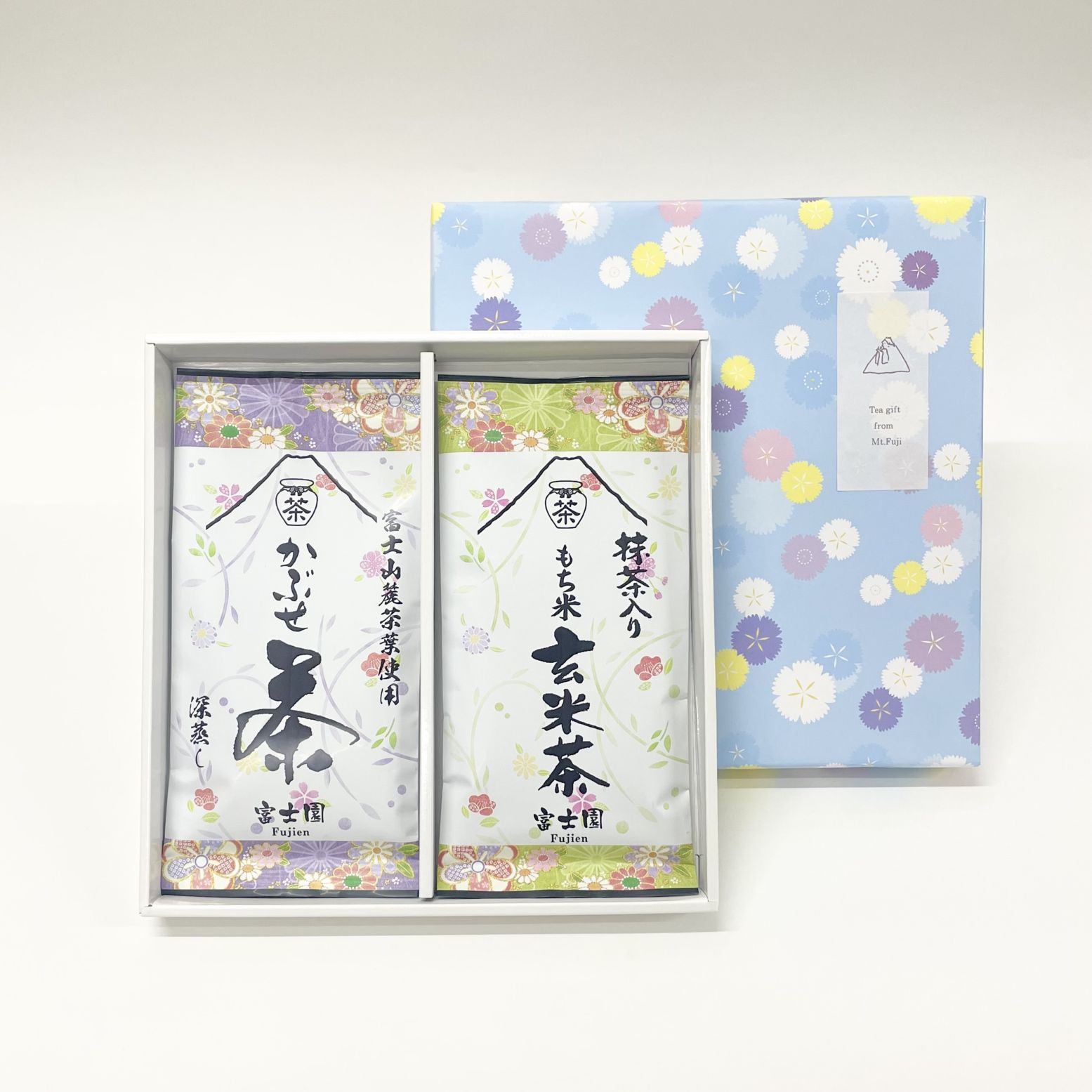 夏ギフト かぶせ茶・抹茶入りもち米玄米茶2本セット<数量限定>