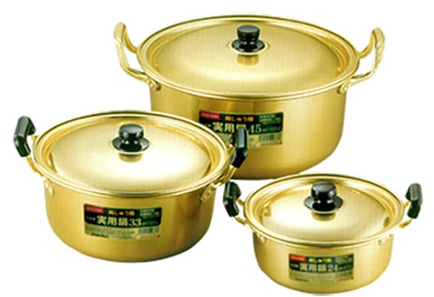 アカオアルミ アルミ製しゅう酸大型実用鍋蓋付45cm,容量33.2L AKAO