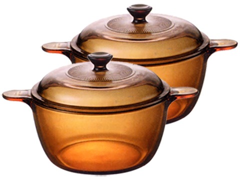 VISION ビジョン　耐熱ガラス鍋　2点 VISION ビジョン 岩城硝子 パイロセラム 卓上鍋 2.1L TB-23 フタ