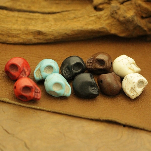 ボーンビーズ 【ドクロ 18mm ヨコ穴 5色】 一個売り