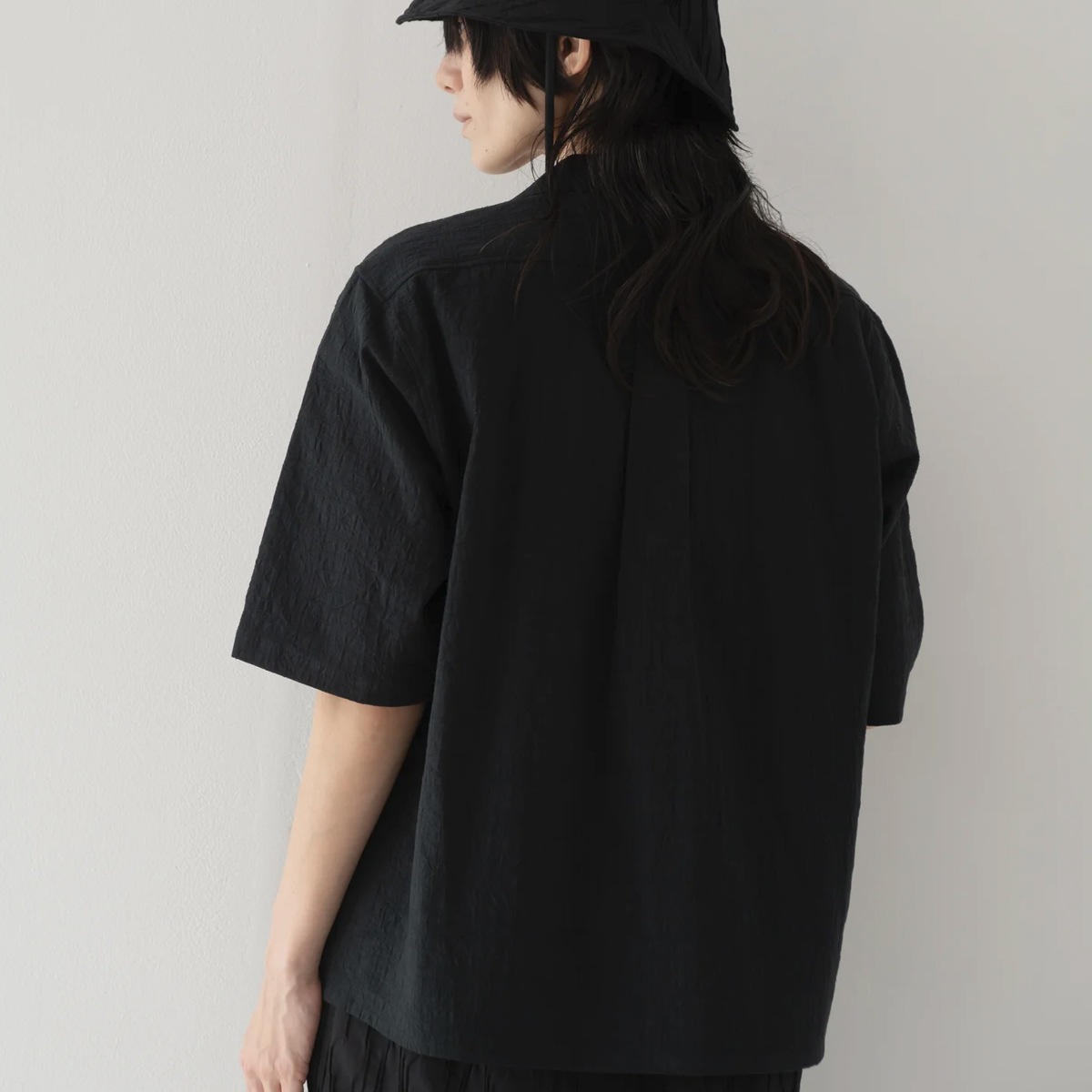 RYU / リュー wrinkled effect open collar shirt | sai.online.shop