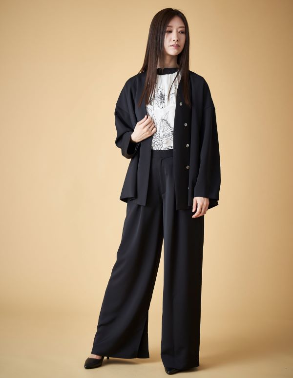 【国内発送】ESCADA ノーカラージャケット ベルト付き ベルト付きノーカラージャケット/グレイッシュピンク | Outer