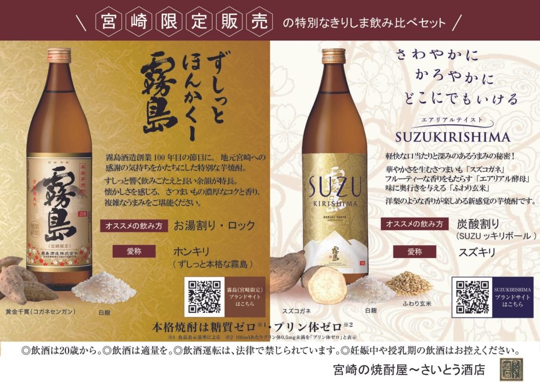 SUZUKIRISHIMA（スズキリシマ）／本格霧島／木挽ブルー 20度 900ml 各4