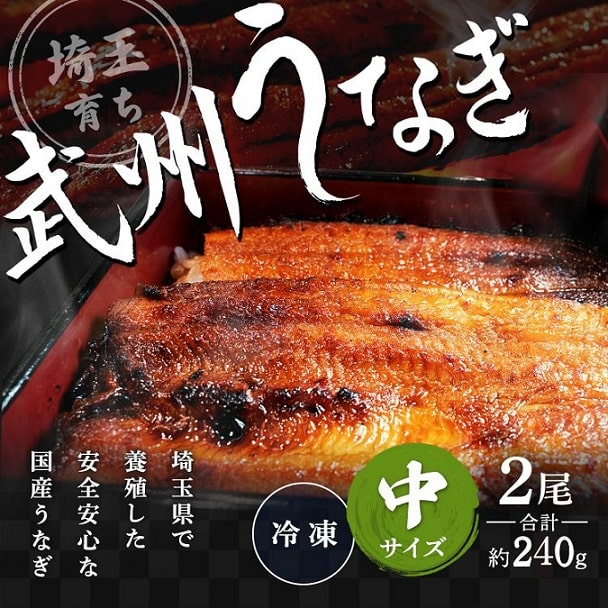 【武州うなぎ】武州うなぎ 蒲焼 2尾 1尾あたり約120g 冷凍真空パック（送料込）