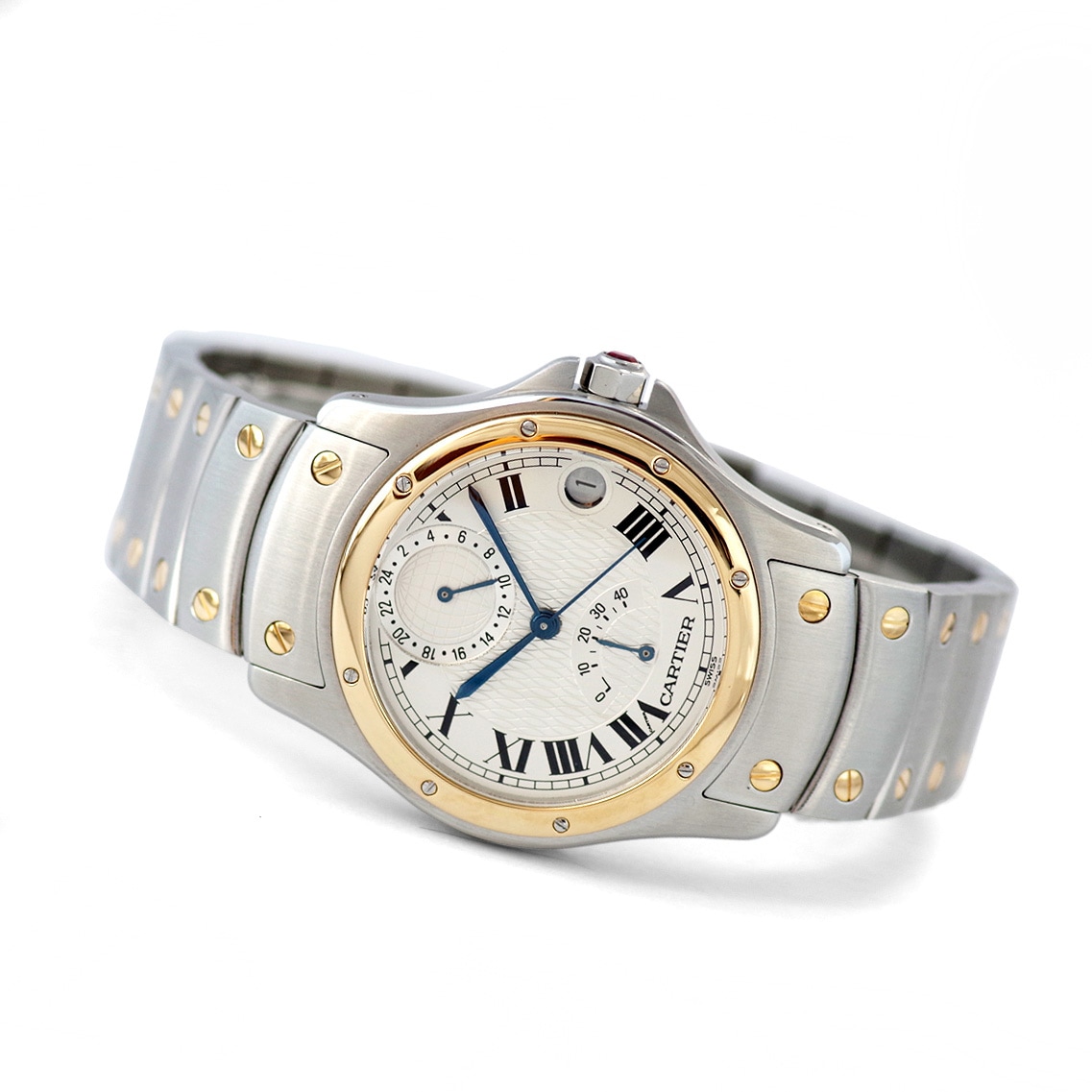CARTIER【1997年製】サントス ラウンド GMT パワーリザーブ 150周年