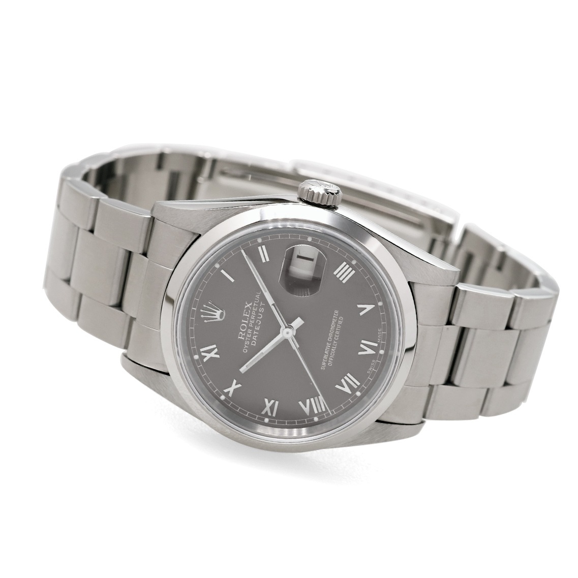 ロレックス デイトジャスト 16200 グレー ローマ 3列 黒っぽかっ  
