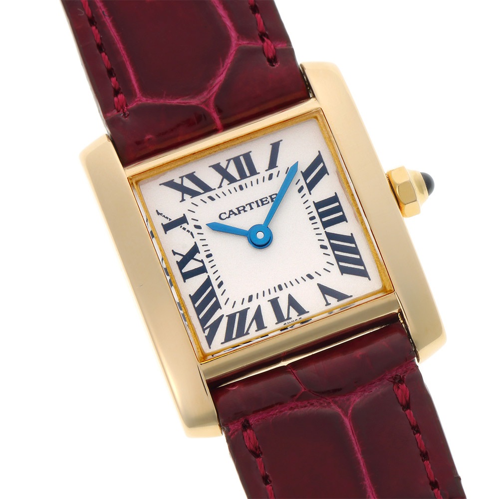 Cartier クォーツ時計 バーガンディ レザー Cartier カルティエ ヴィンテージ時計 “TANK” タンク 1990年代