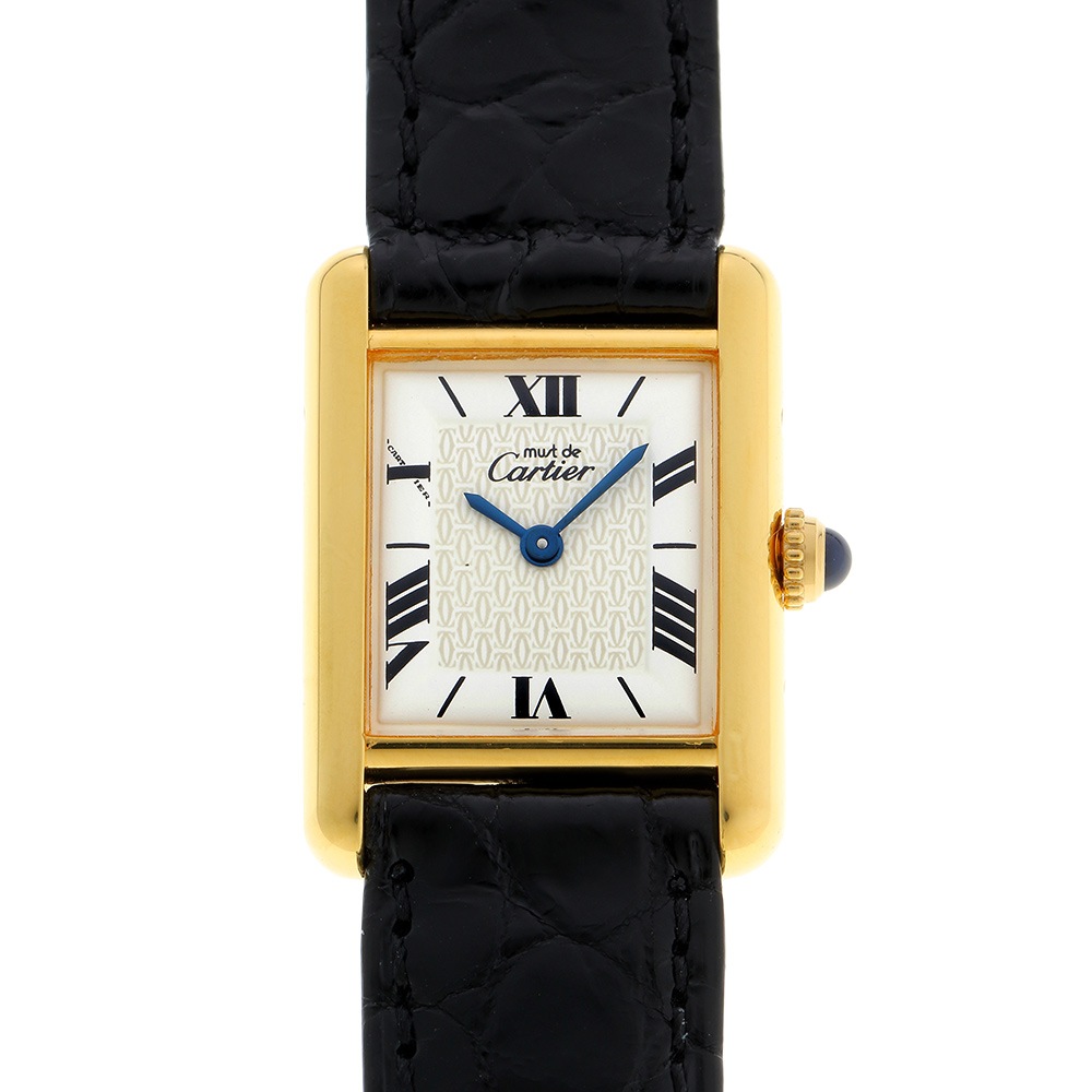 CARTIER カルティエ ウォッチ マストタンクSM 時計 W1009654 腕時計
 シルバー925 SV925/本革 ホワイト レディース【中古】 マストタンク【1990年代】マストタンク SM Ref.W1009654|ヴィンテージ