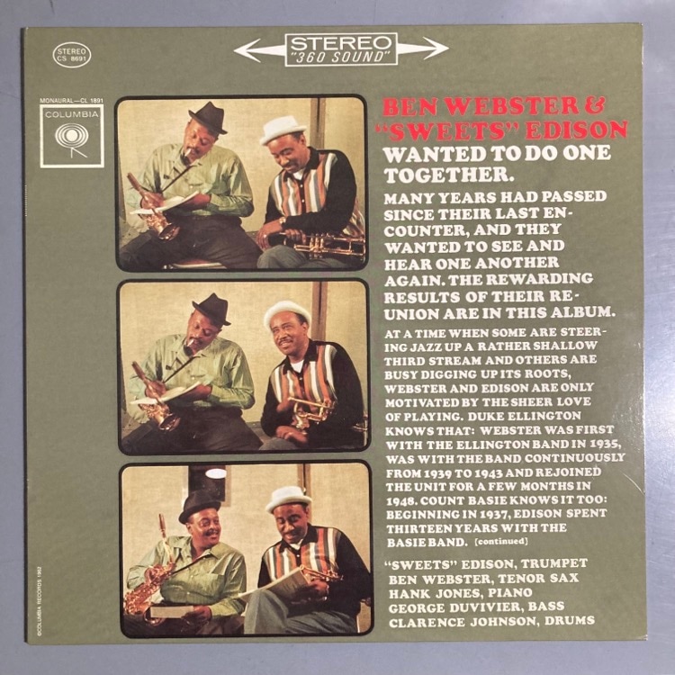 BEN WEBSTER & HARRY EDISON / WANTED TO DO ONE TOGETHERSALEʡ