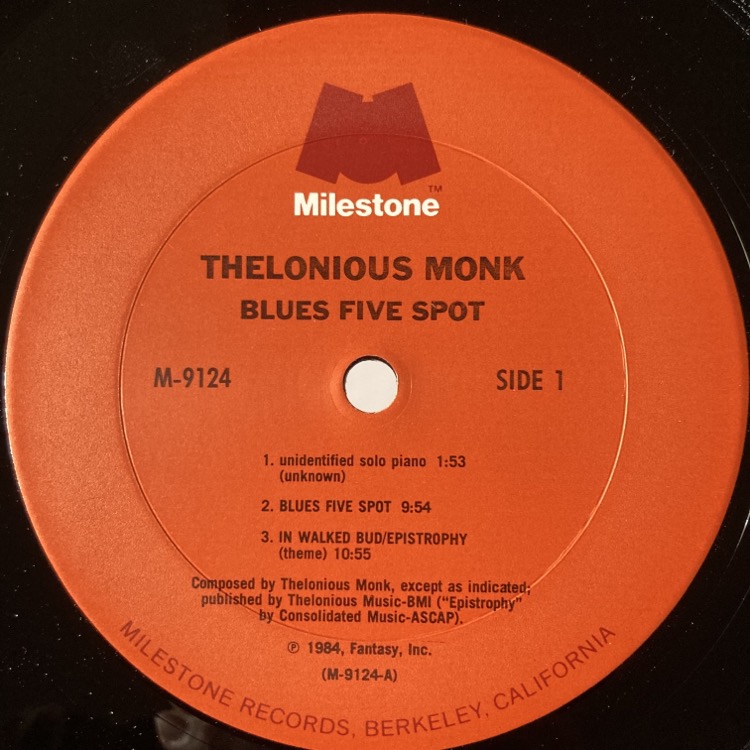 THELONIOUS MONK / BLUES FIVE SPOT【SALE価格】 | JAZZ | 京都市