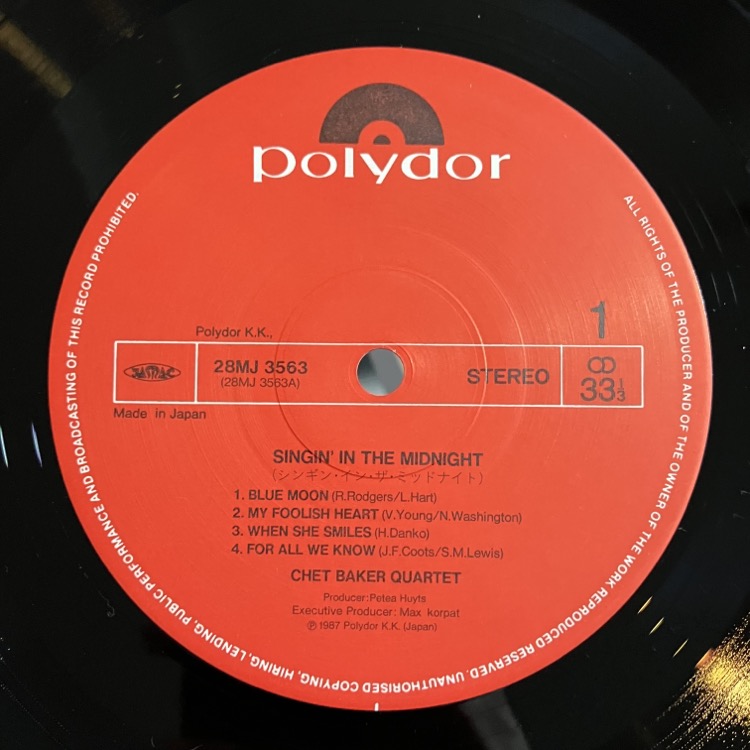 CHET BAKER / SINGIN' IN THE MIDNIGHT | JAZZ | 京都市河原町五条の