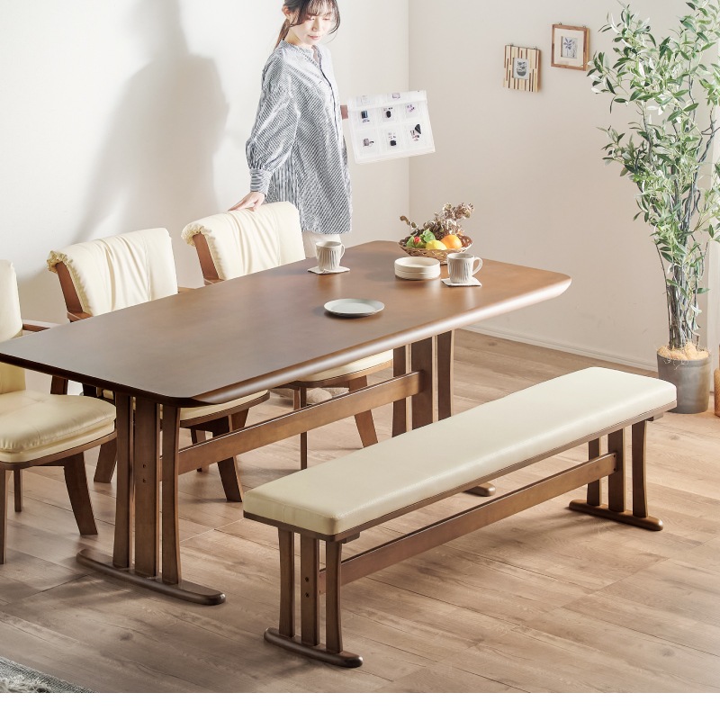 木製レザー 座面スラットデザインベンチ ベンチ 木製 本革 レザー 革製 おしゃれ チーク 無垢材 天然木 ウッド