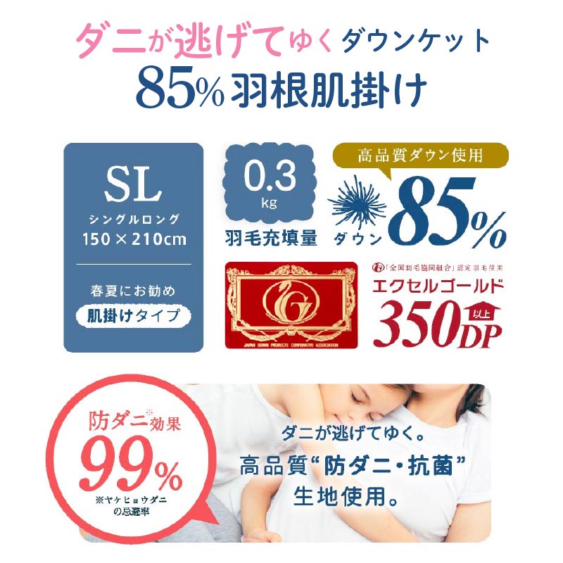 日本製 防ダニ ダニ防止 ダウンケット さよならダニ子 SL